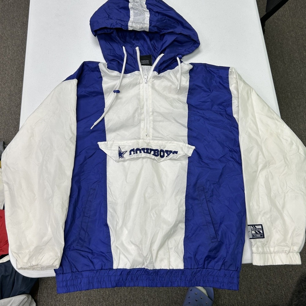 NFL Team Apparel Windbreaker Mens Small Blue White Dallas Cowboys anorak jacket